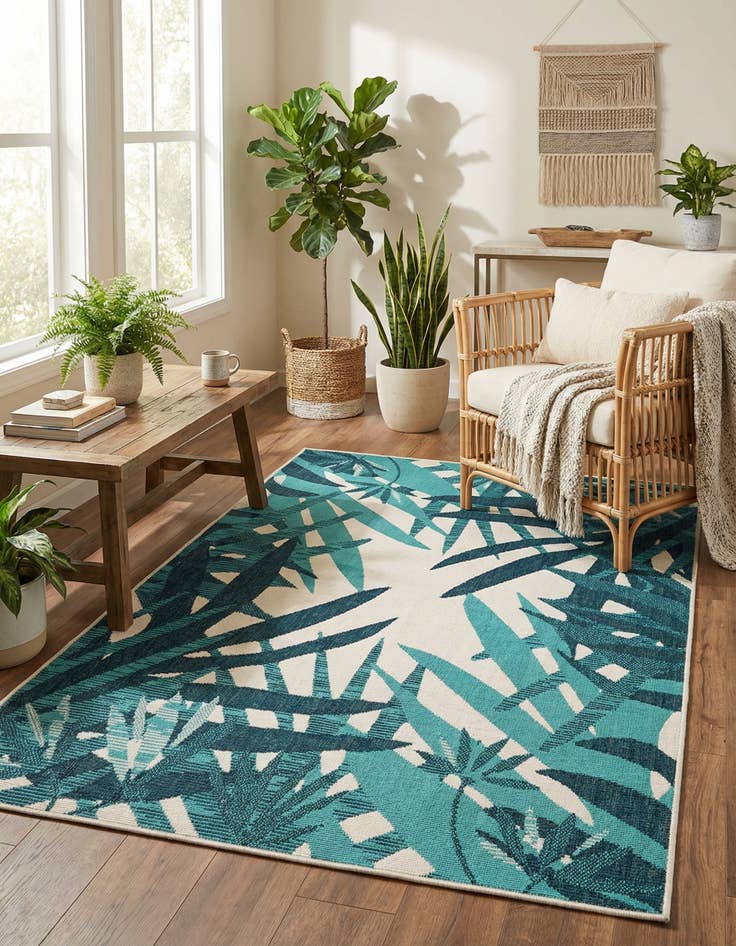 Detail image of 4' x 6'  Washable Botanical Indoor / Outdoor Rug