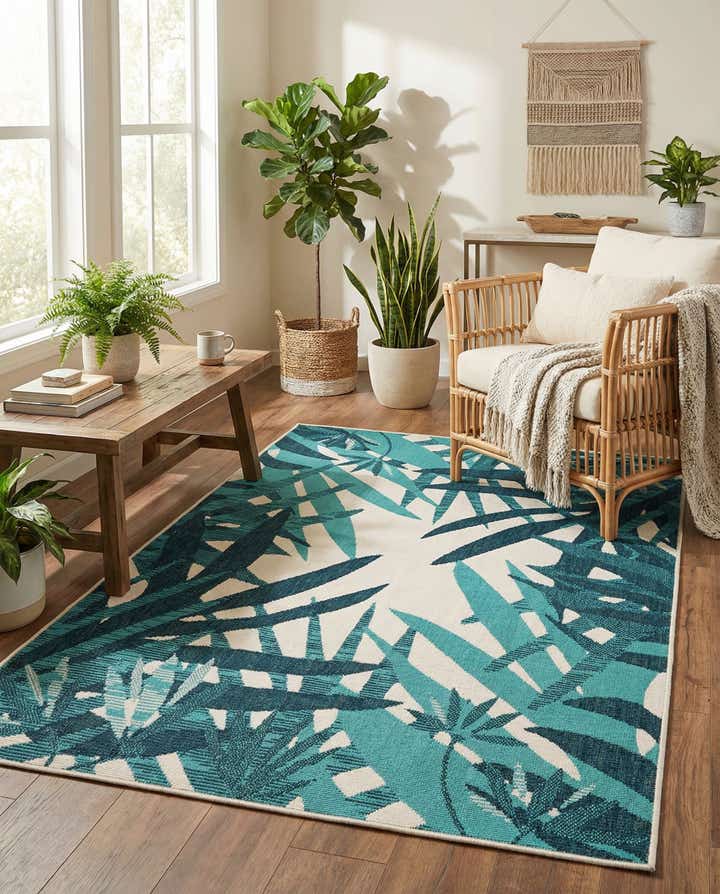 4' x 6' Easy-Clean Botanical Indoor / Outdoor Rug