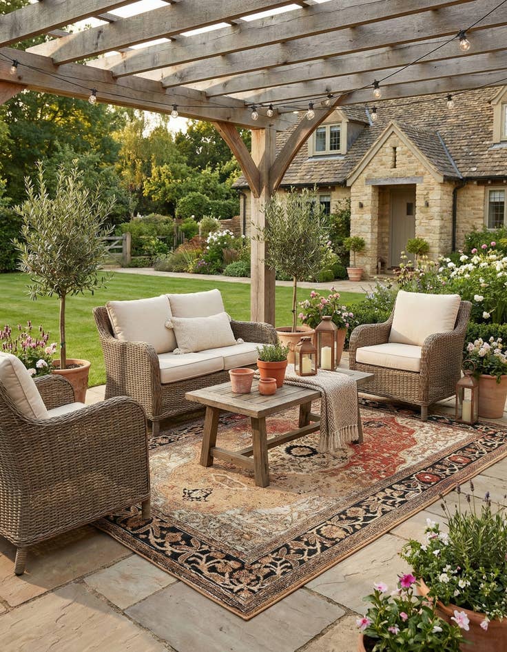 Detail image of 5' x 8'  Washable Traditional Indoor / Outdoor Rug