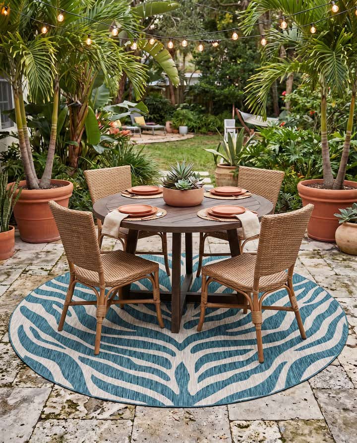 10' x 10' Easy-Clean Safari Indoor / Outdoor Round Rug