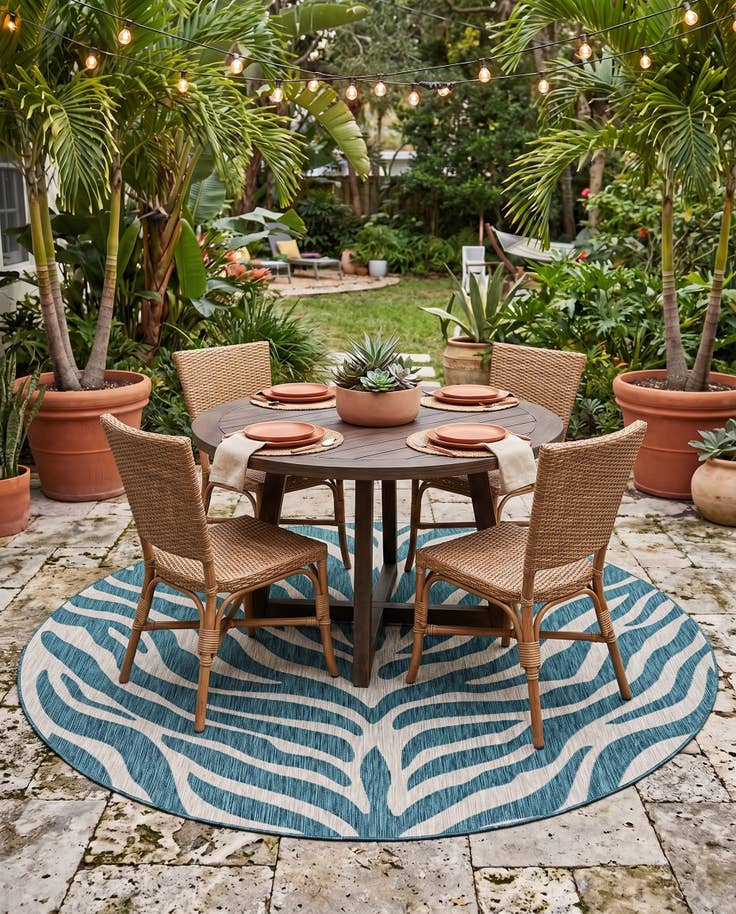 Detail image of 10' x 10' Easy-Clean Safari Indoor / Outdoor Round Rug