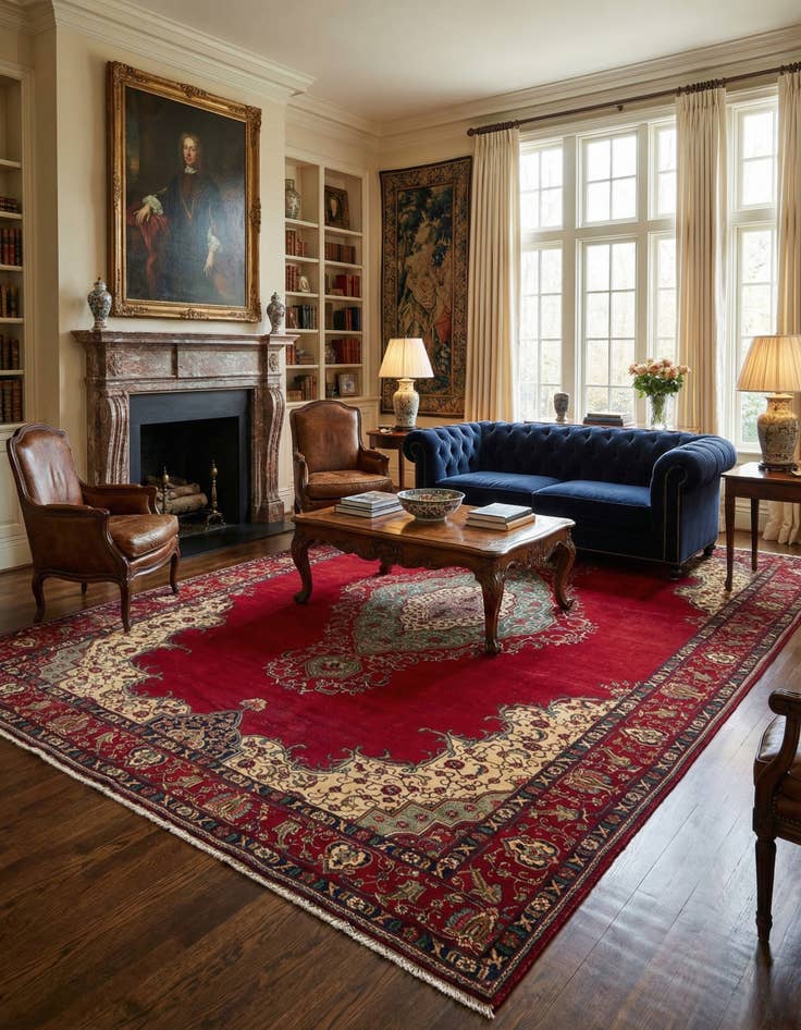 Detail image of 9' 6 x 15' 3  Hand Knotted Tabriz Persian Wool Rug