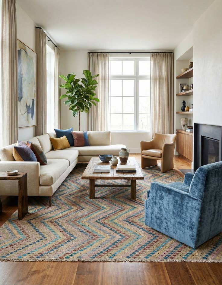 Detail image of 10' 3 x 12' 8  Hand Woven Kilim Modern Wool Rug