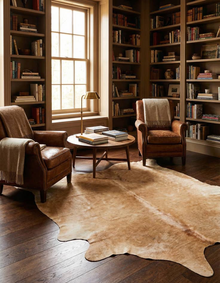 Detail image of 6' 6 x 7' 3 Cowhide Leather Rug