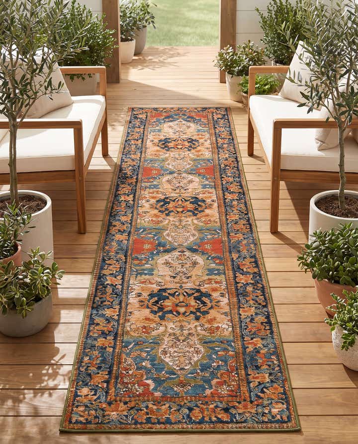2' 7 x 12' Easy-Clean Traditional Indoor / Outdoor Runner Rug