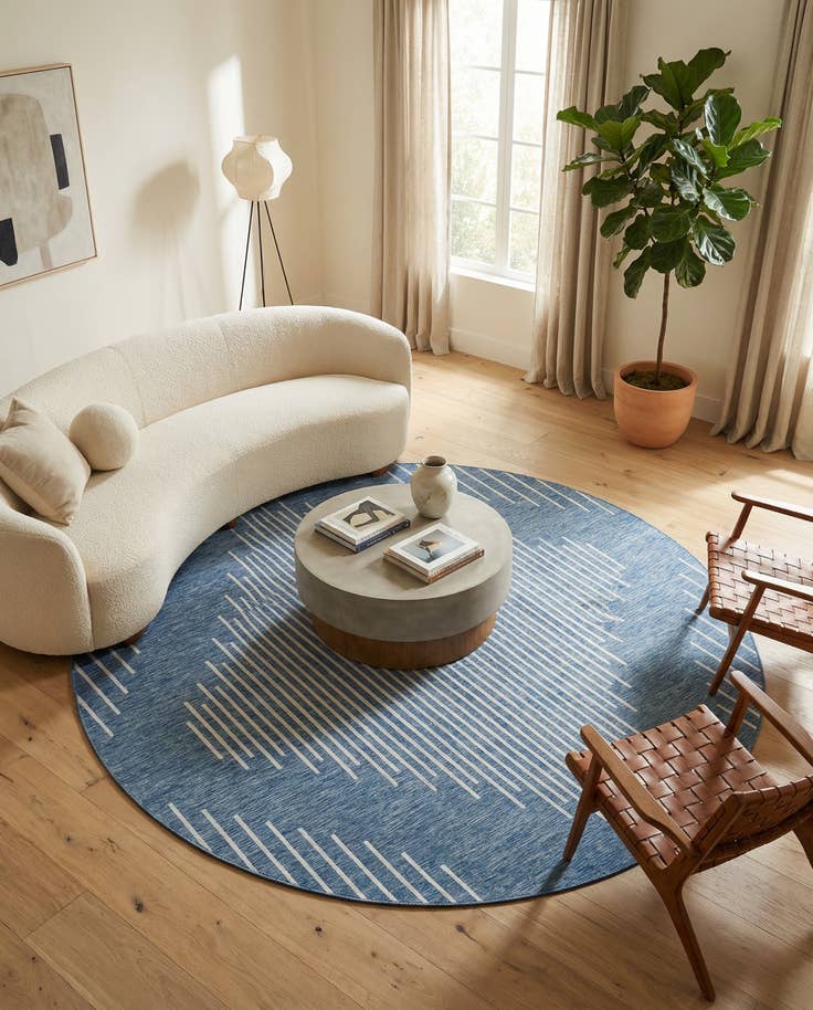 Detail image of 13' x 13' Easy-Clean Modern Indoor / Outdoor Round Rug