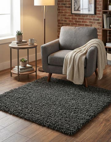 3' x 3' Solid Shag Square Rug
