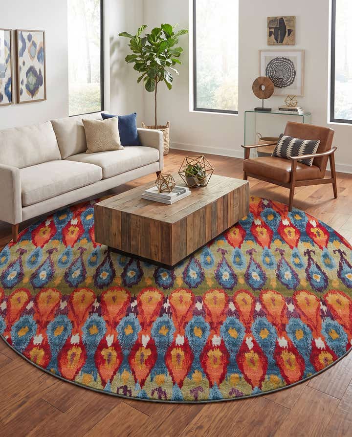 10' x 10' Easy-Clean Modern Indoor / Outdoor Round Rug