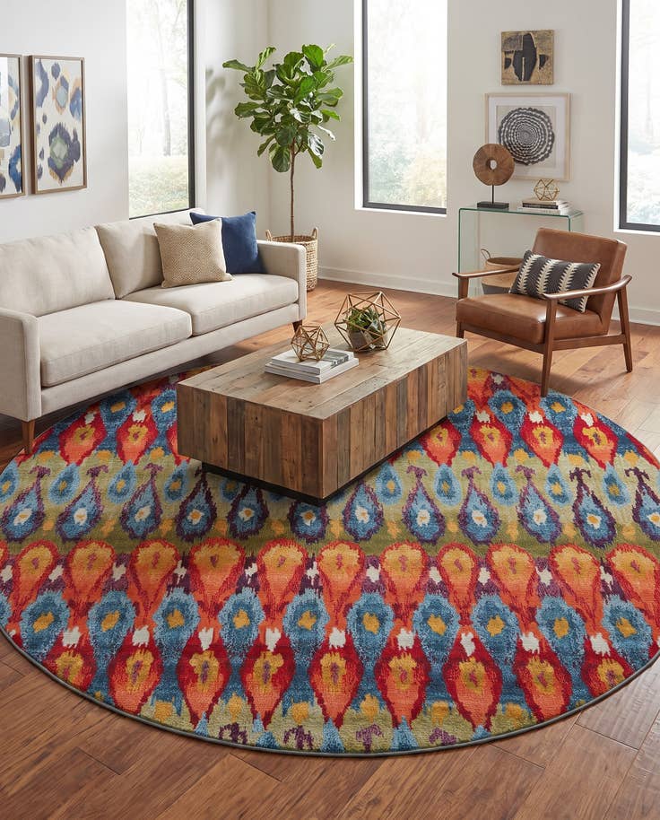 Detail image of 10' x 10' Easy-Clean Modern Indoor / Outdoor Round Rug