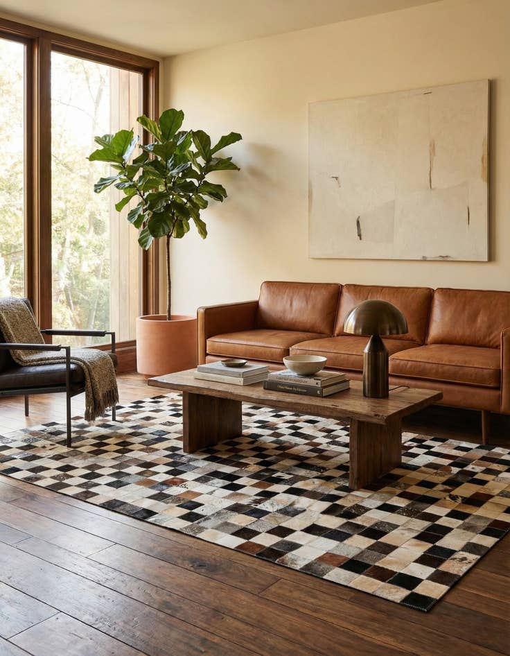 Detail image of  5' 1 x 8' Cowhide - Patchwork Rug