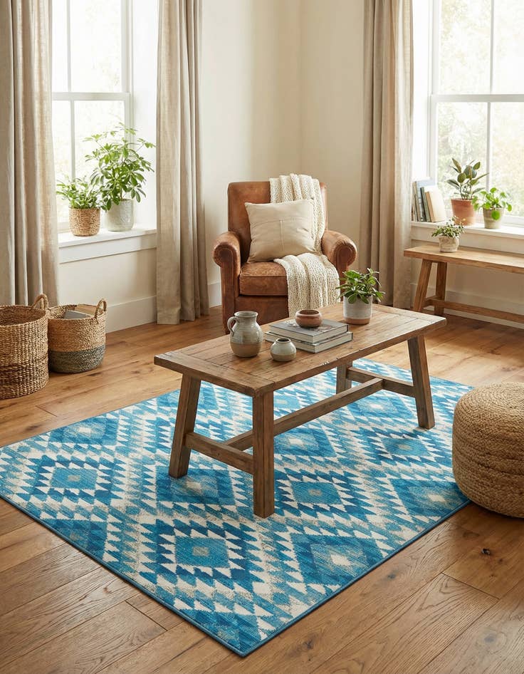 Detail image of 4' x 6'  Washable Southwestern Indoor / Outdoor Rug