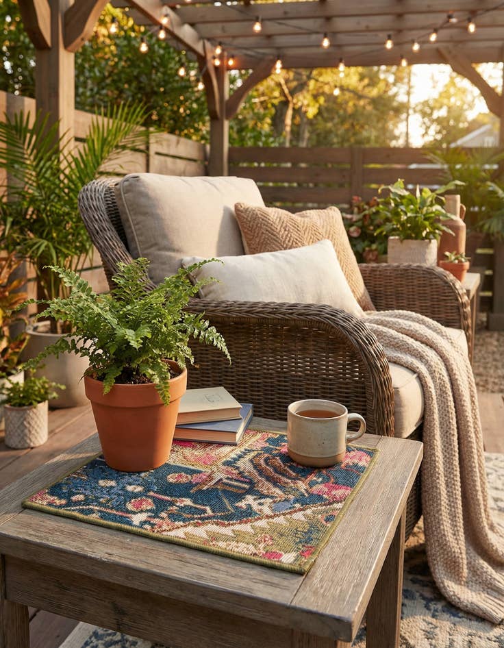 Detail image of  1' 4 x 1' 4  Washable Traditional Indoor / Outdoor Sample Rug