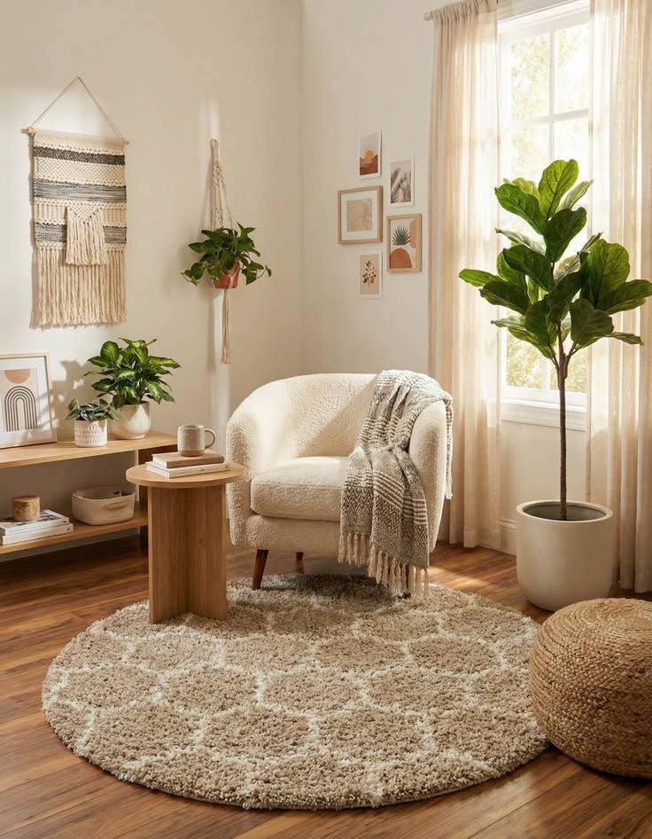 Detail image of 3' 3 x 3' 3 Trellis Shag Round Rug