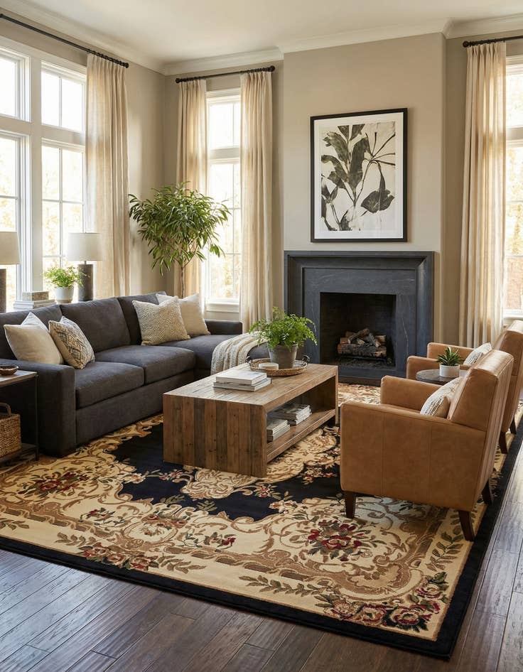 Detail image of 10' x 10' Classic Aubusson Square Rug