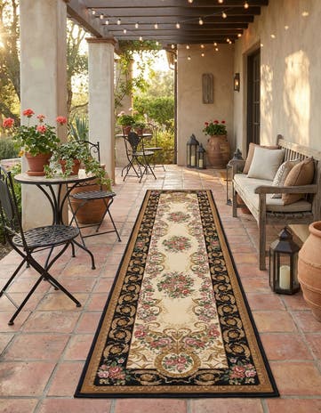 2' 7 x 12' Easy-Clean Traditional Indoor / Outdoor Runner Rug