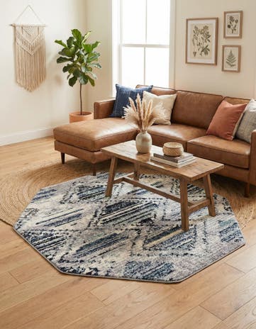 Blue Gray Tagine Octagon Rug