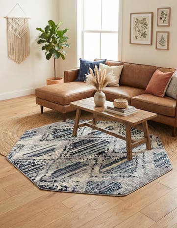Blue Gray Tagine Octagon Rug