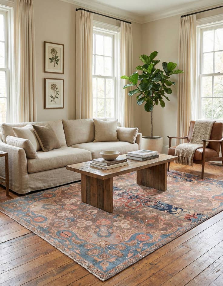 Detail image of  4' x 5' 6  Hand Knotted Ultra Vintage Persian Wool Rug