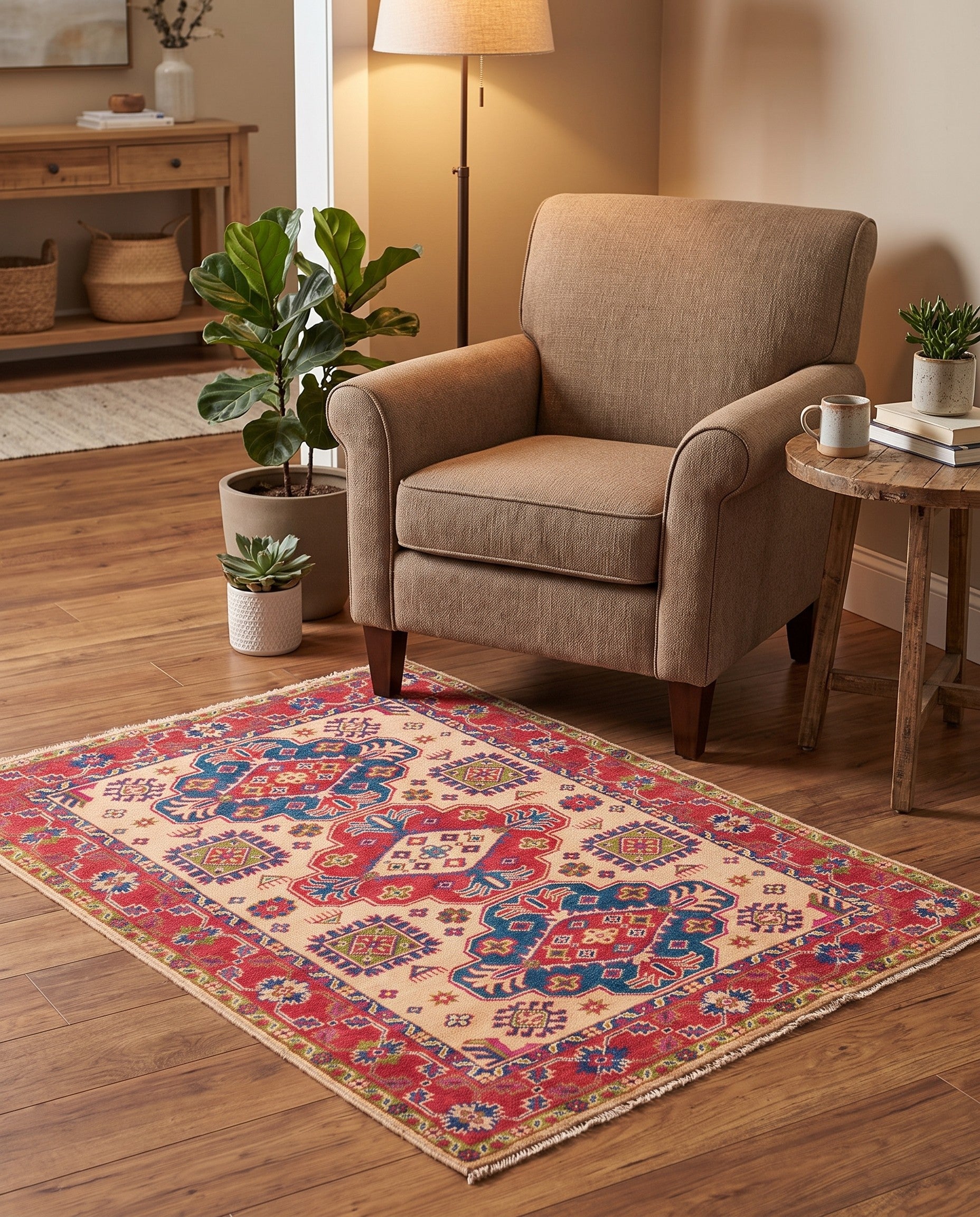 3' 11 x 5' 4 Hand Knotted Kazak Rug