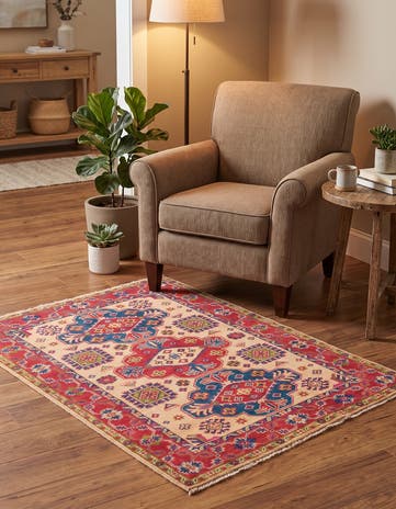 3' 11 x 5' 4 Hand Knotted Kazak Rug