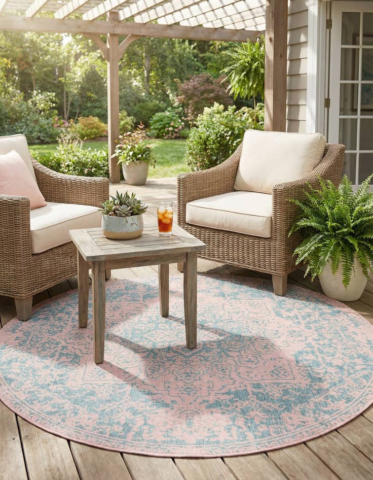 Detail image of 7' x 7' Easy-Clean Jill Zarin Dubai Indoor / Outdoor Round Rug