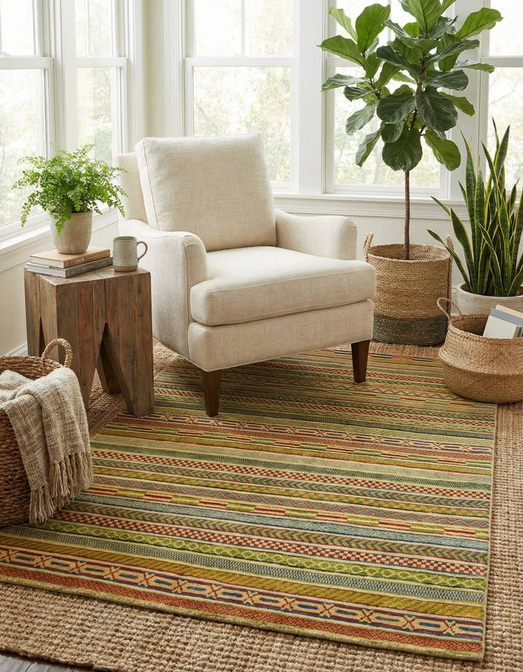 Detail image of  3' 10 x 5' 10  Hand Knotted Modern Ziegler Rug