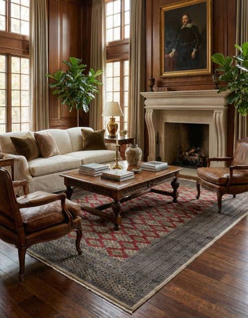 7' 1 x 9' 10 Hand Knotted Bokhara Oriental Wool Rug
