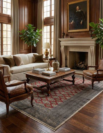 7' 1 x 9' 10 Hand Knotted Bokhara Oriental Wool Rug