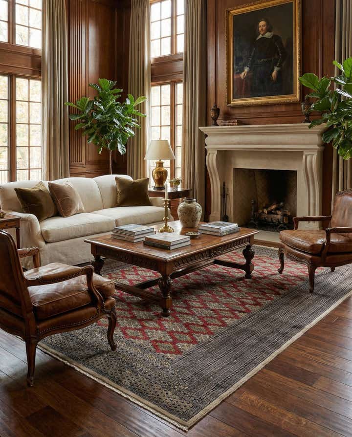 7' 1 x 9' 10 Hand Knotted Bokhara Oriental Wool Rug