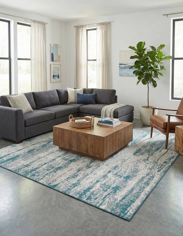 Detail image of 10' x 10'  Washable Modern Indoor / Outdoor Square Rug