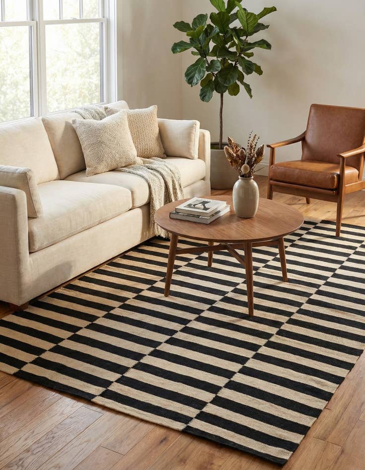 Detail image of 5' 8 x 8'  Hand Woven Kilim Modern Wool Rug