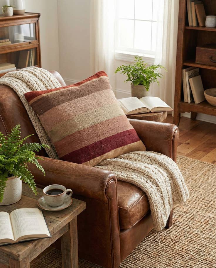 Detail image of 1' 6 x 1' 8 Hand Woven Pillow Wool Square Rug