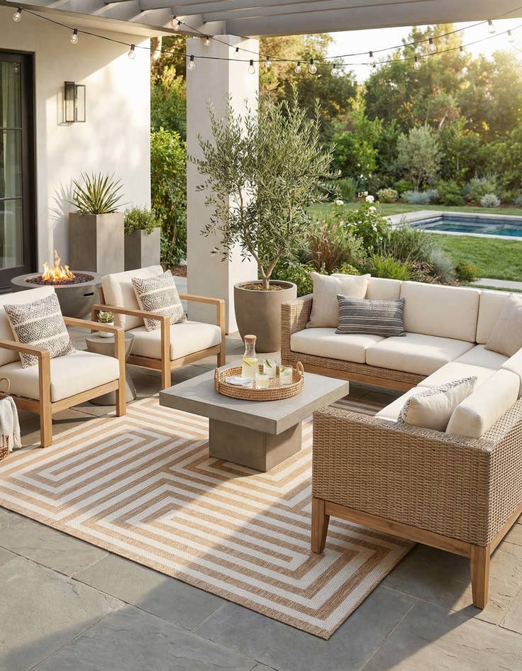 Detail image of  7' 10 x 7' 10  Washable Modern Indoor / Outdoor Square Rug