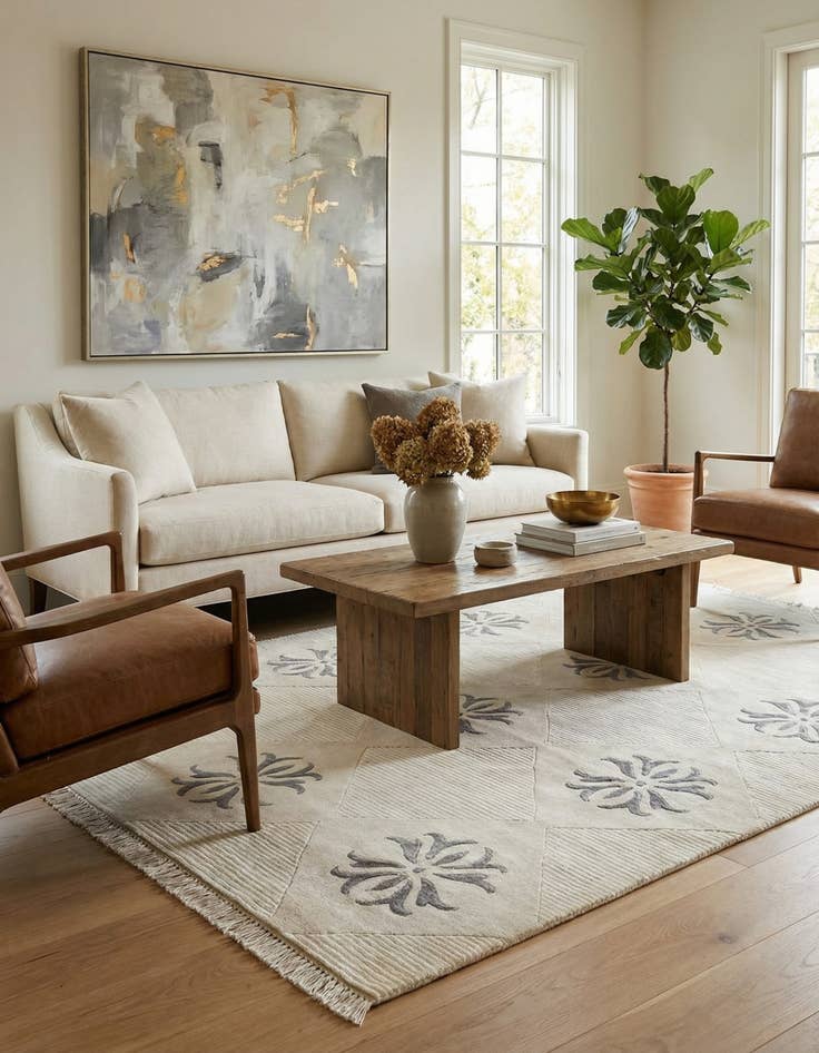 Detail image of 4' 7 x 6' 7  Hand Knotted Darya Wool Rug