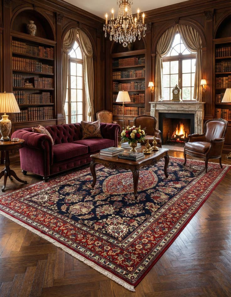 Detail image of  6' 6 x 10'  Hand Knotted Qom Persian Rug