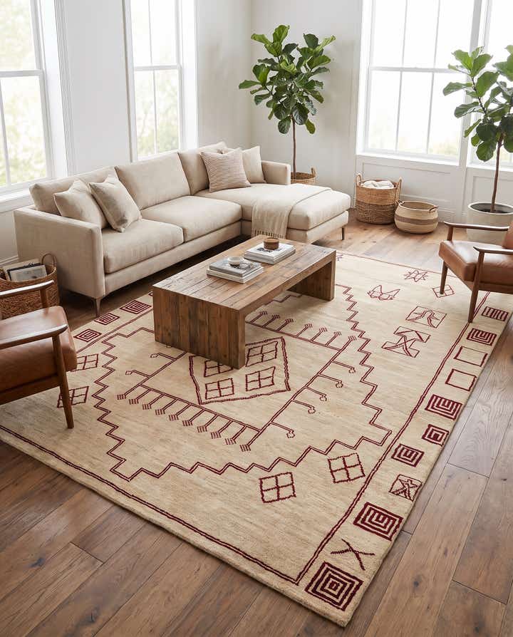 8' x 10' 9 Hand Knotted Moroccan Wool Rug