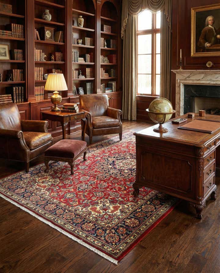 6' 6 x 9' 7 Hand Knotted Qom Persian Rug