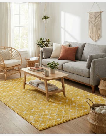 Yellow Moroccan Trellis Rug