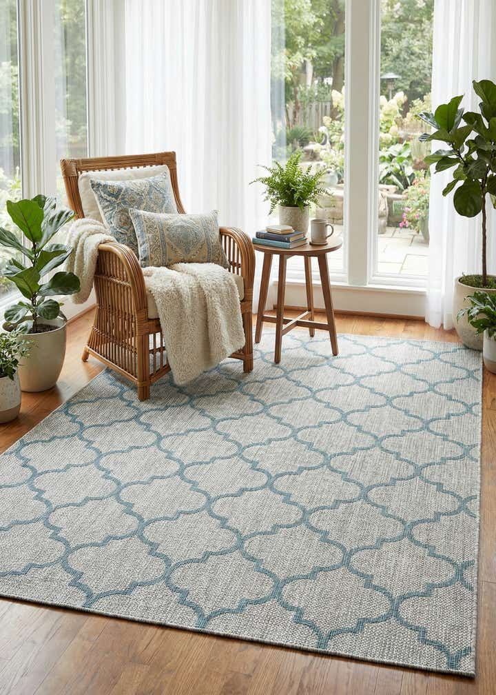 7' 10 x 11' Easy-Clean Trellis Indoor / Outdoor Rug