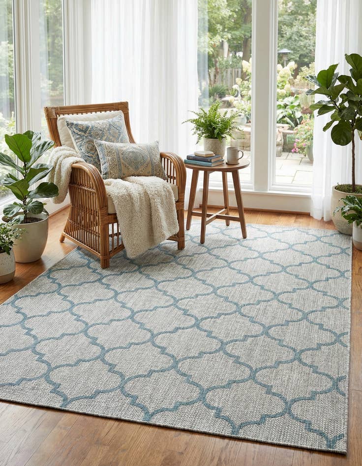 Detail image of  7' 10 x 11'  Washable Lattice Indoor / Outdoor Rug