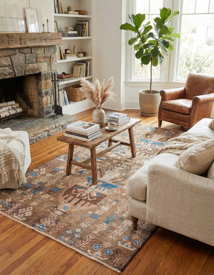 Detail image of 3' 7 x 6' 5  Hand Knotted Ultra Vintage Persian Wool Rug