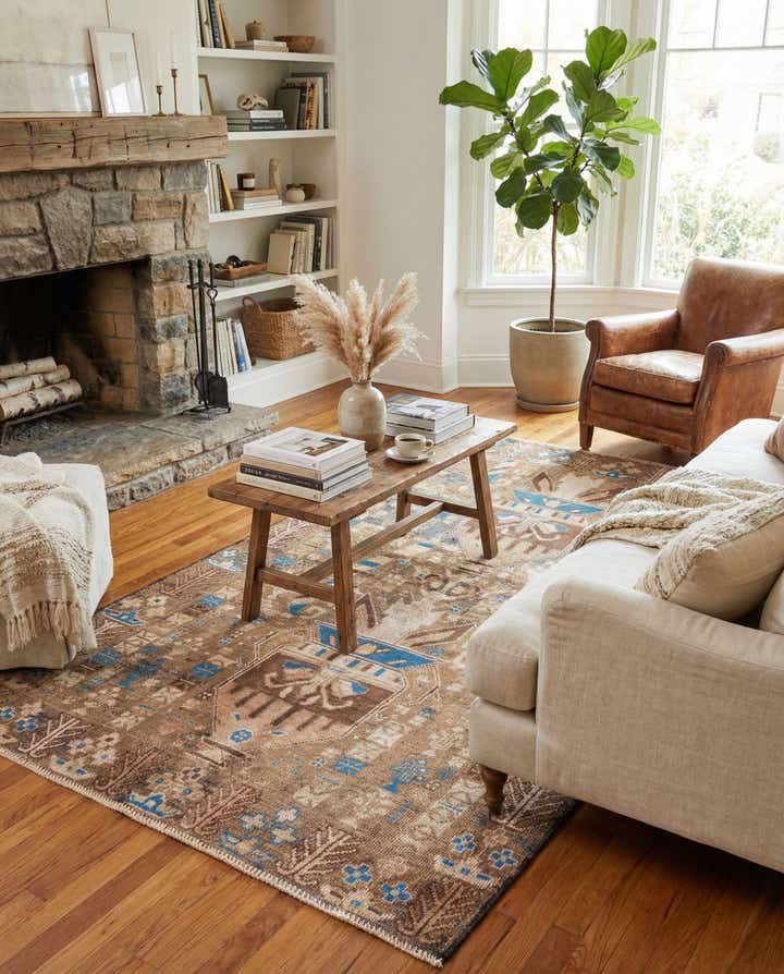 3' 7 x 6' 5 Hand Knotted Ultra Vintage Persian Wool Rug