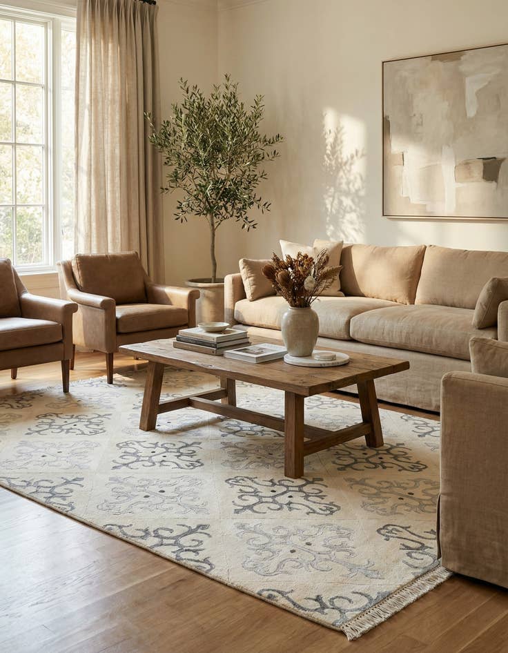 Detail image of  4' 7 x 6' 7  Hand Knotted Darya Wool Rug