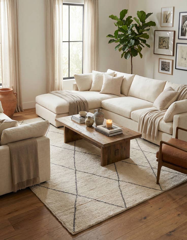 Detail image of 6' 9 x 8' 7  Hand Knotted Moroccan Wool Rug