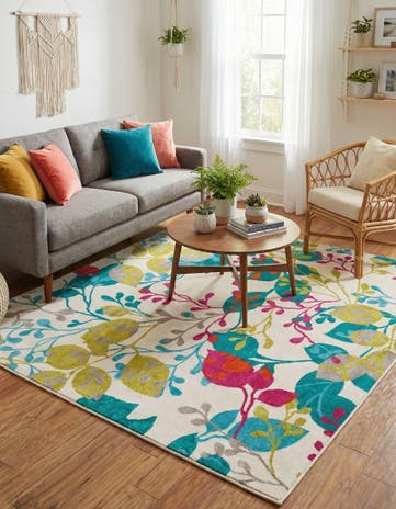 Ivory Azalea Square Rug