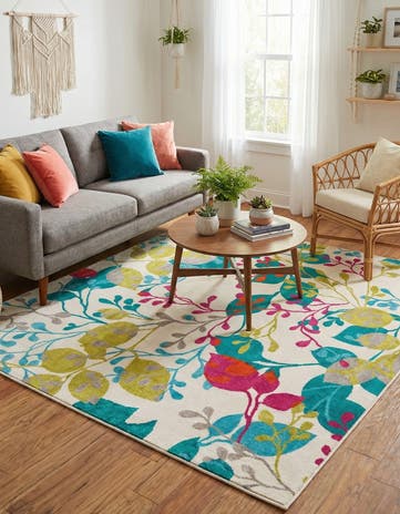 Ivory Azalea Square Rug