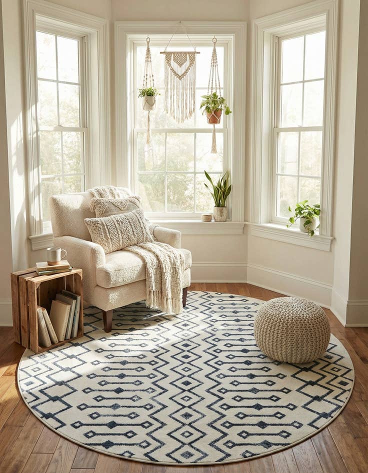Detail image of  7' x 7' Bohemian Trellis Round Rug