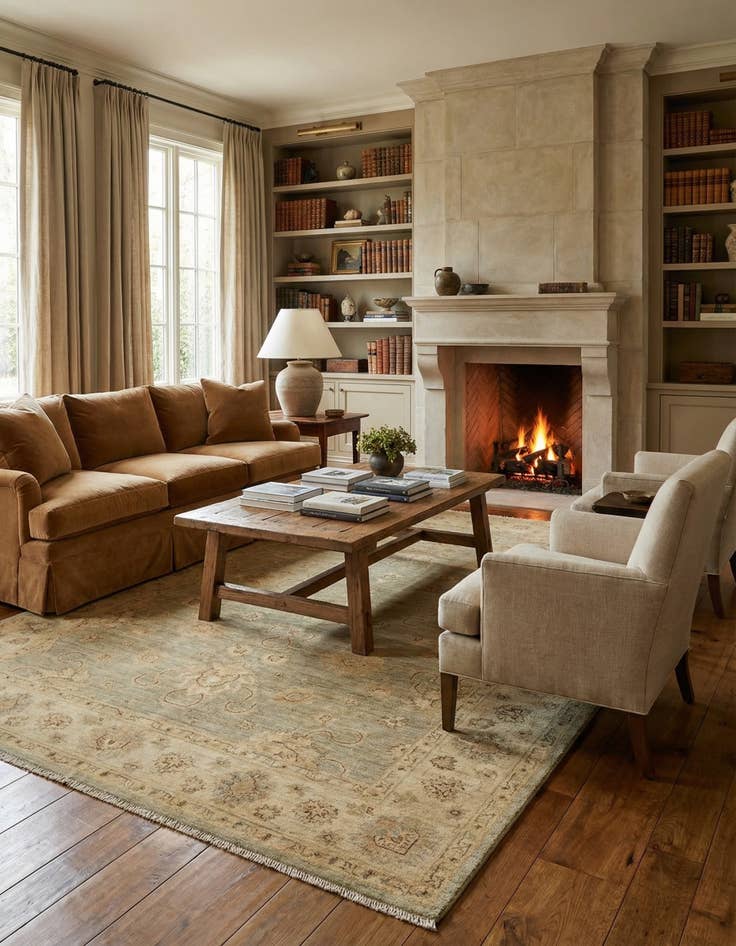 Detail image of 5' 8 x 8' Ziegler Wool Rug