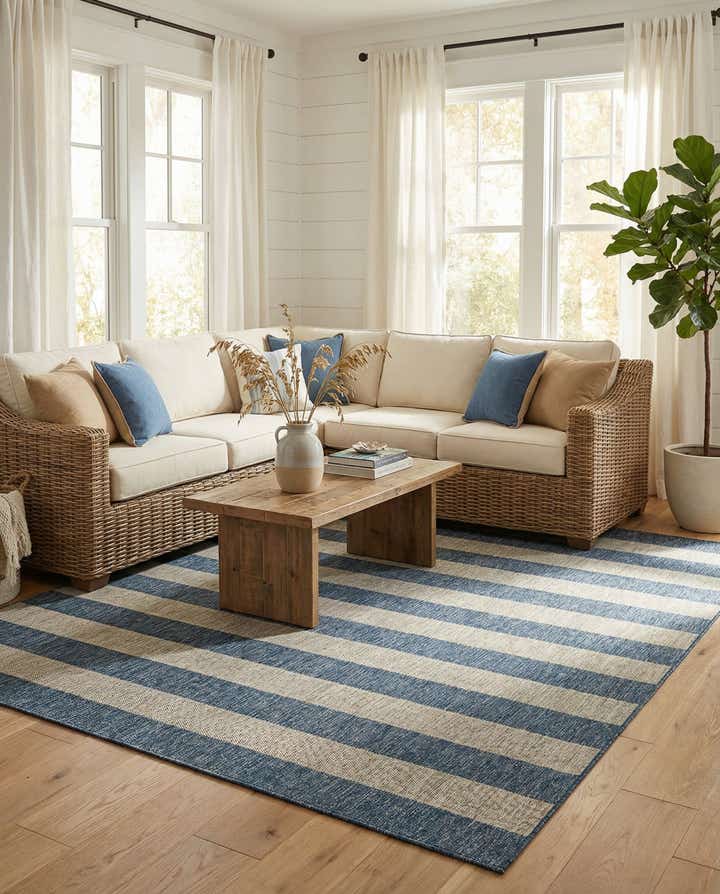 7' x 10' Easy-Clean Ribbon Indoor / Outdoor Rug
