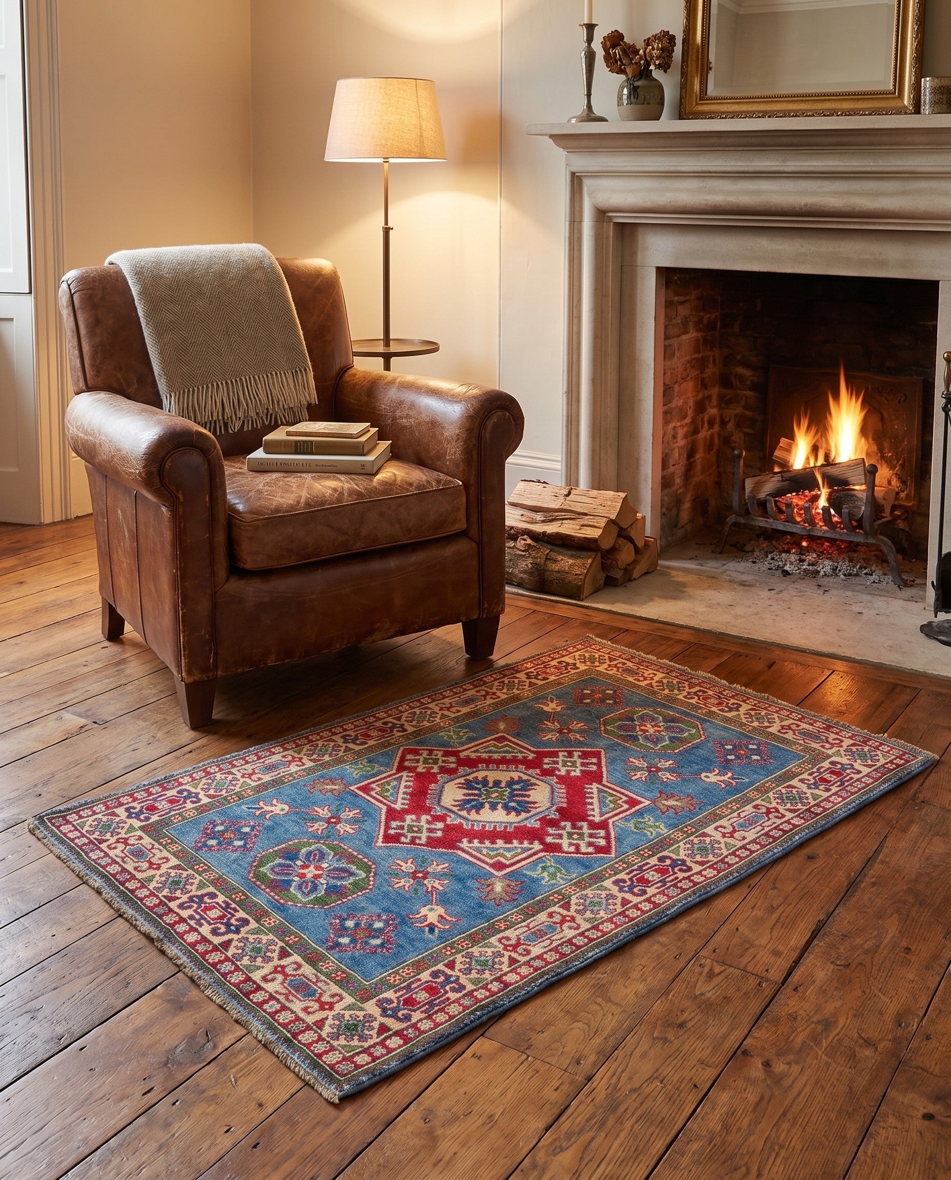 3' 4 x 5' 2 Hand Knotted Kazak Rug